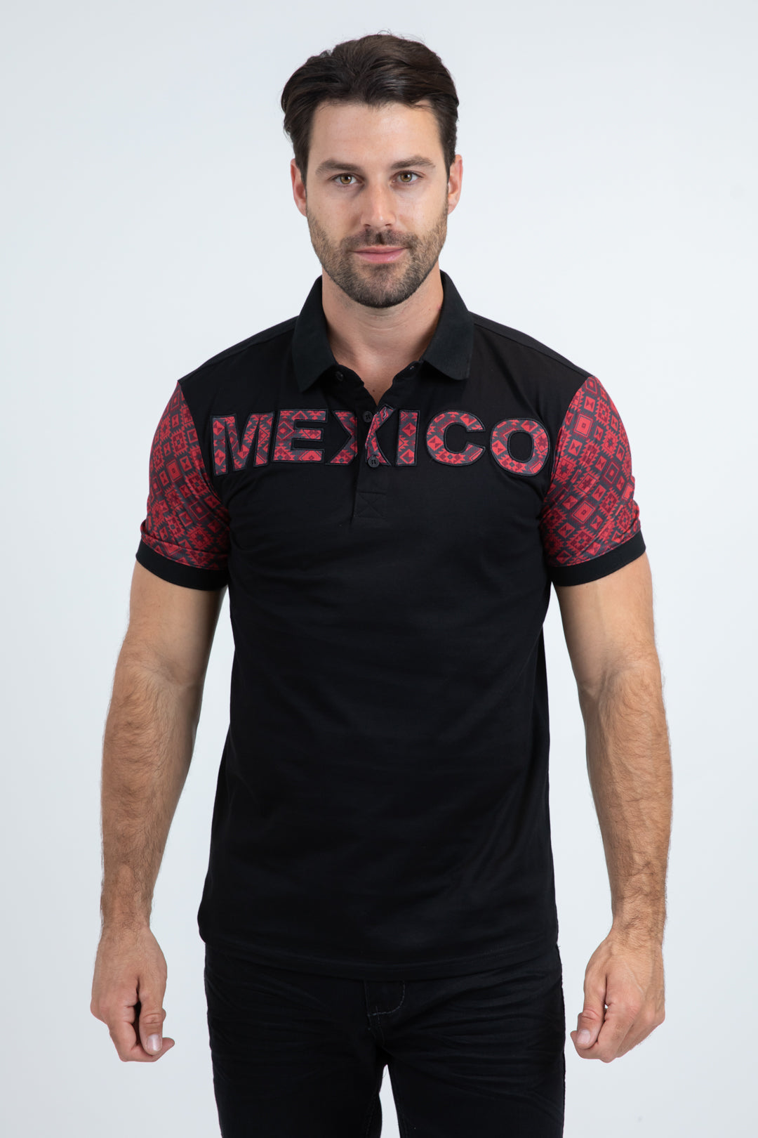 Mens Modern Fit Stretch Cotton Black Polo