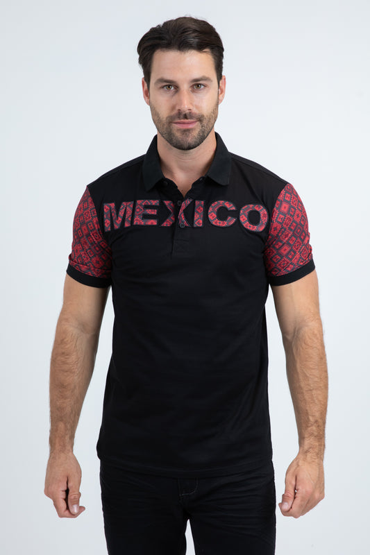 Mens Modern Fit Stretch Cotton Black Polo