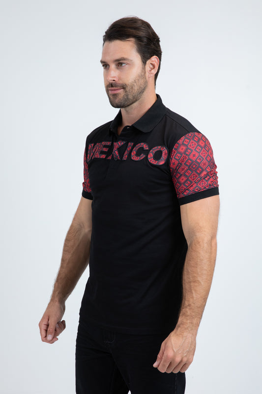 black mexico sleeve polo men platini back