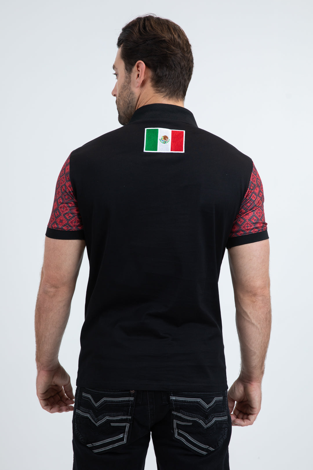 Mens Modern Fit Stretch Cotton Black Polo