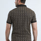 Mens Modern Fit Stretch Cotton Black Polo with Aztec Print