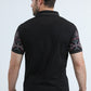 Mens Modern Fit Stretch Cotton Black Polo with Aztec Print