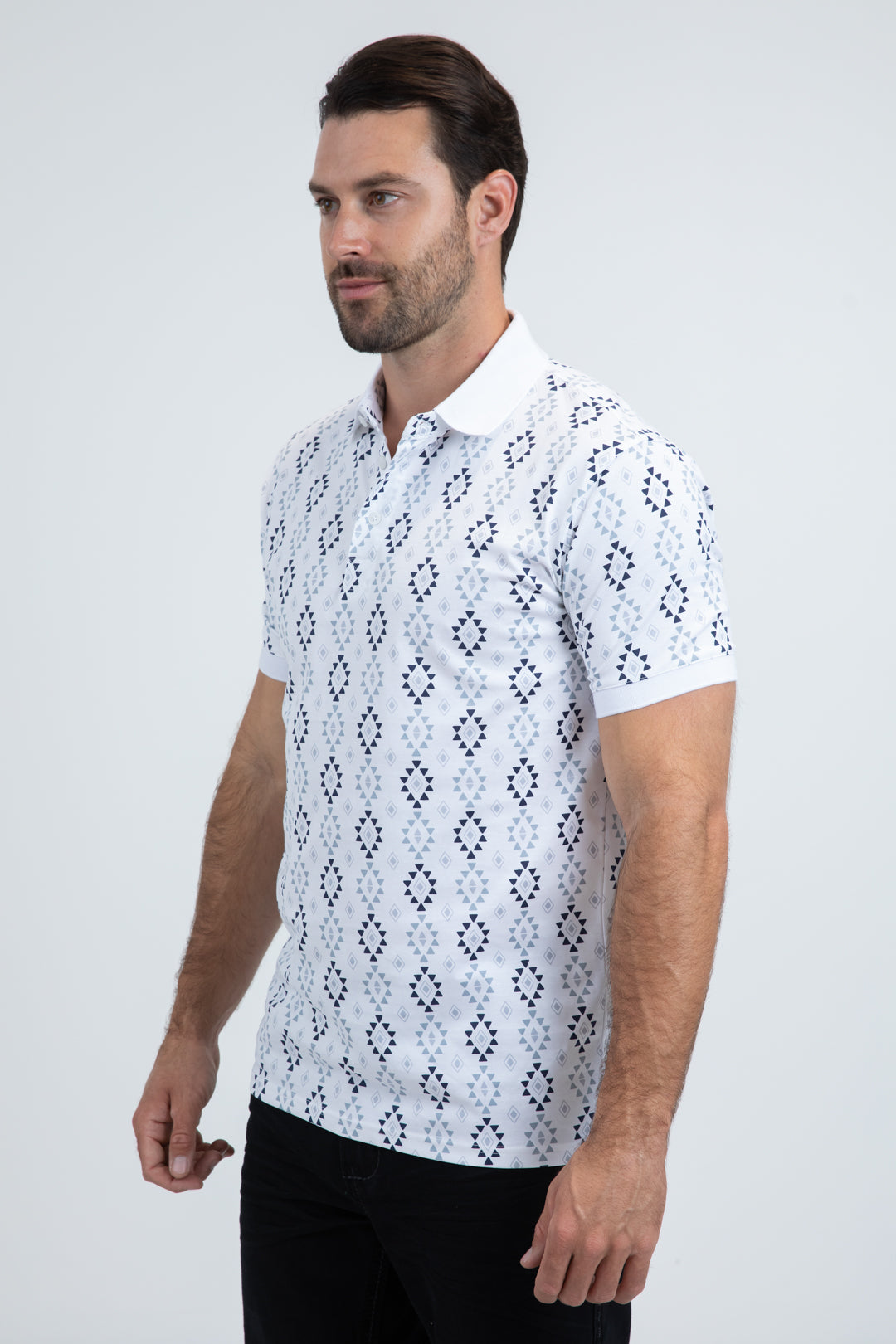 Mens Modern Fit Stretch Cotton White Polo