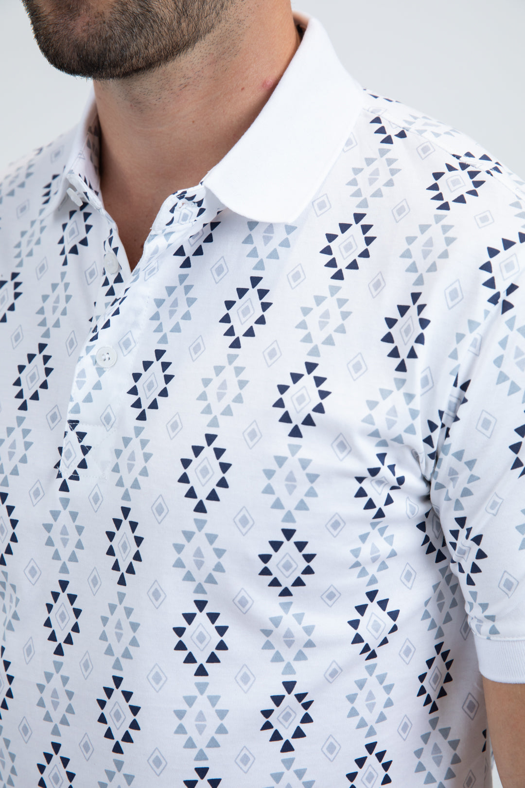 Mens Modern Fit Stretch Cotton White Polo