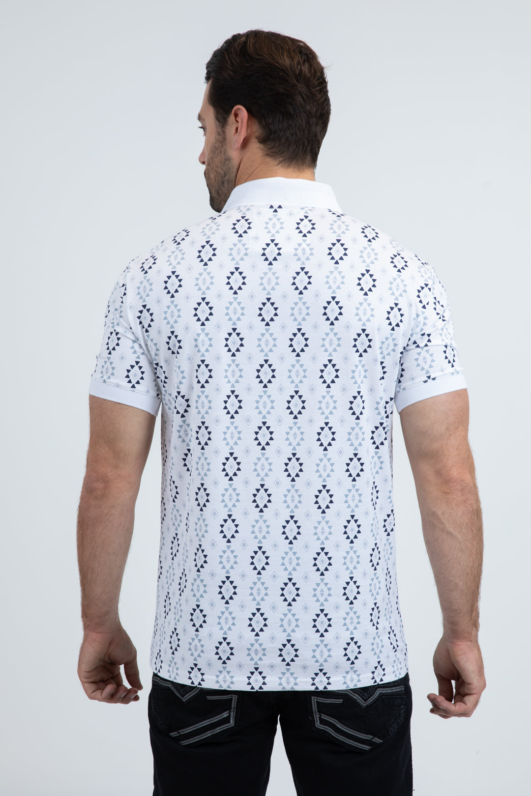 Mens Modern Fit Stretch Cotton White Polo