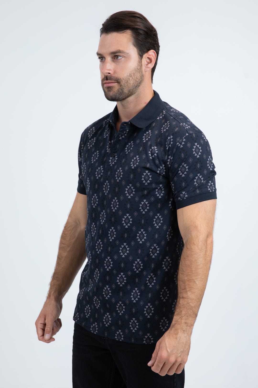 Mens Modern Fit Stretch Cotton Blue Polo