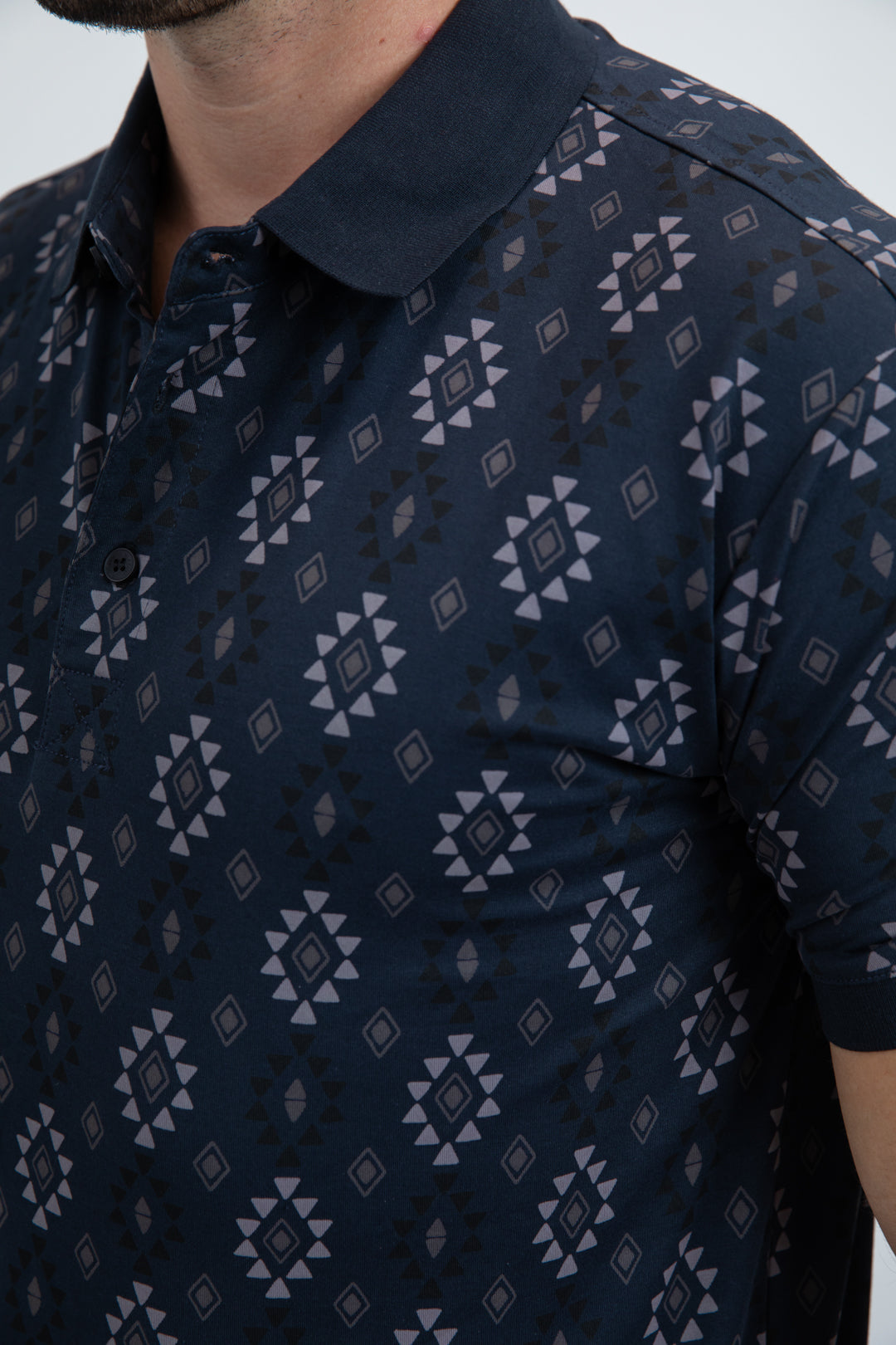 Mens Modern Fit Stretch Cotton Blue Polo