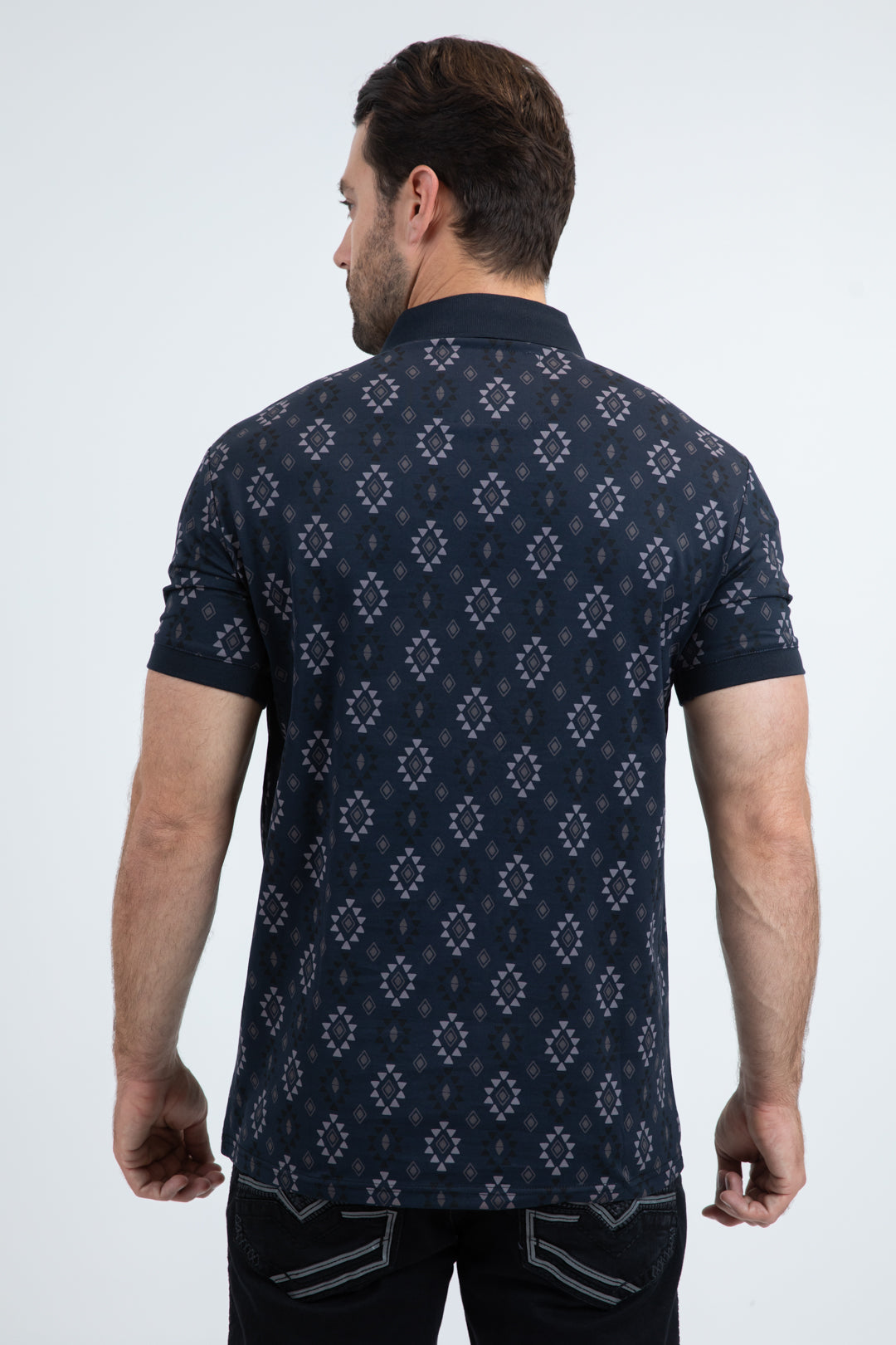 Mens Modern Fit Stretch Cotton Blue Polo