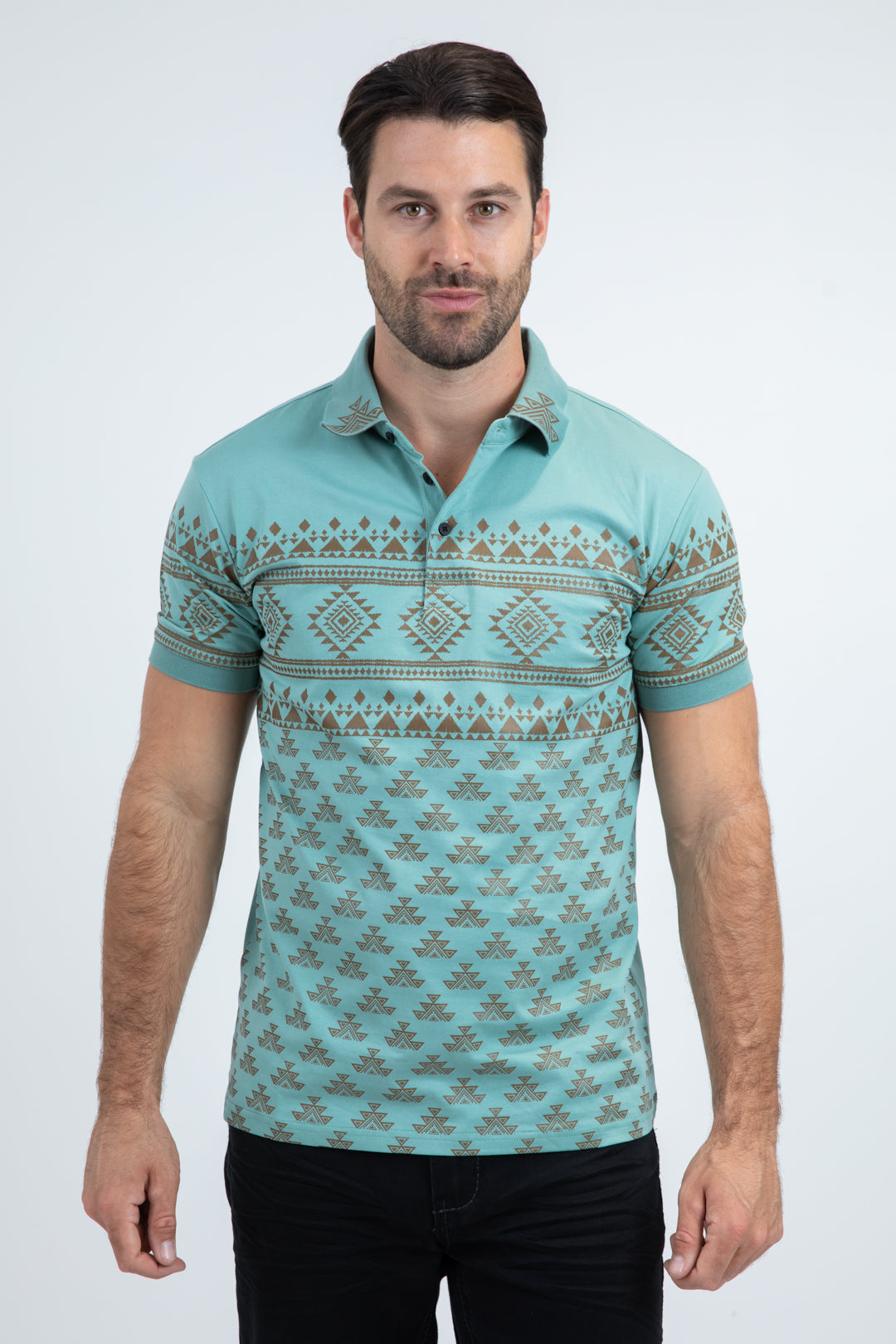 Mens Modern Fit Stretch Cotton Blue Polo