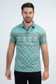 Mens Modern Fit Stretch Cotton Blue Polo