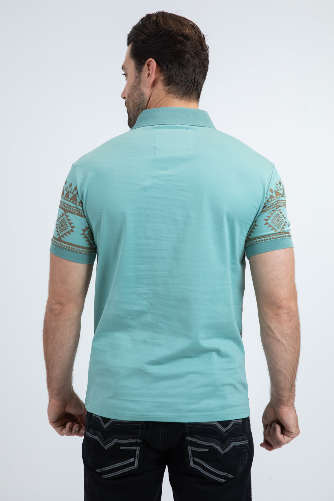 Mens Modern Fit Stretch Cotton Blue Polo