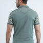 Mens Modern Fit Stretch Cotton Blue Polo with Aztec Print