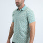 Mens Modern Fit Stretch Cotton Blue Polo with Aztec Print
