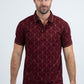 Mens Modern Fit Stretch Cotton Burgundy Polo
