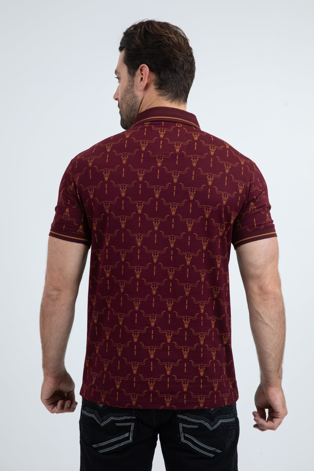 Mens Modern Fit Stretch Cotton Burgundy Polo