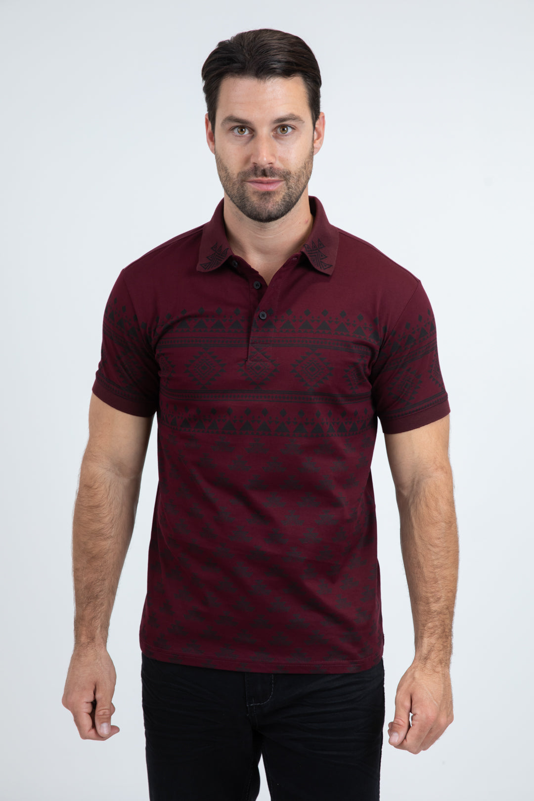 Mens Modern Fit Stretch Cotton Burgundy Polo