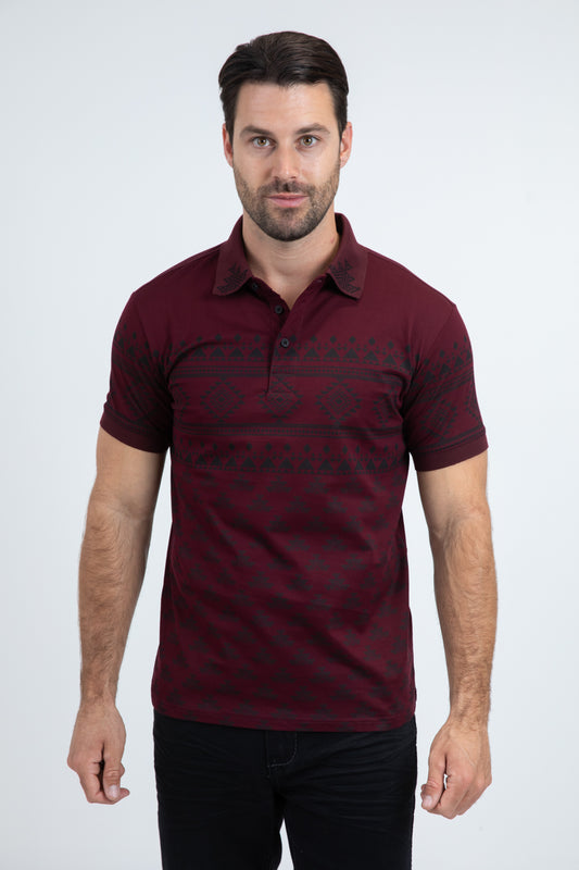 Mens Modern Fit Stretch Cotton Burgundy Polo