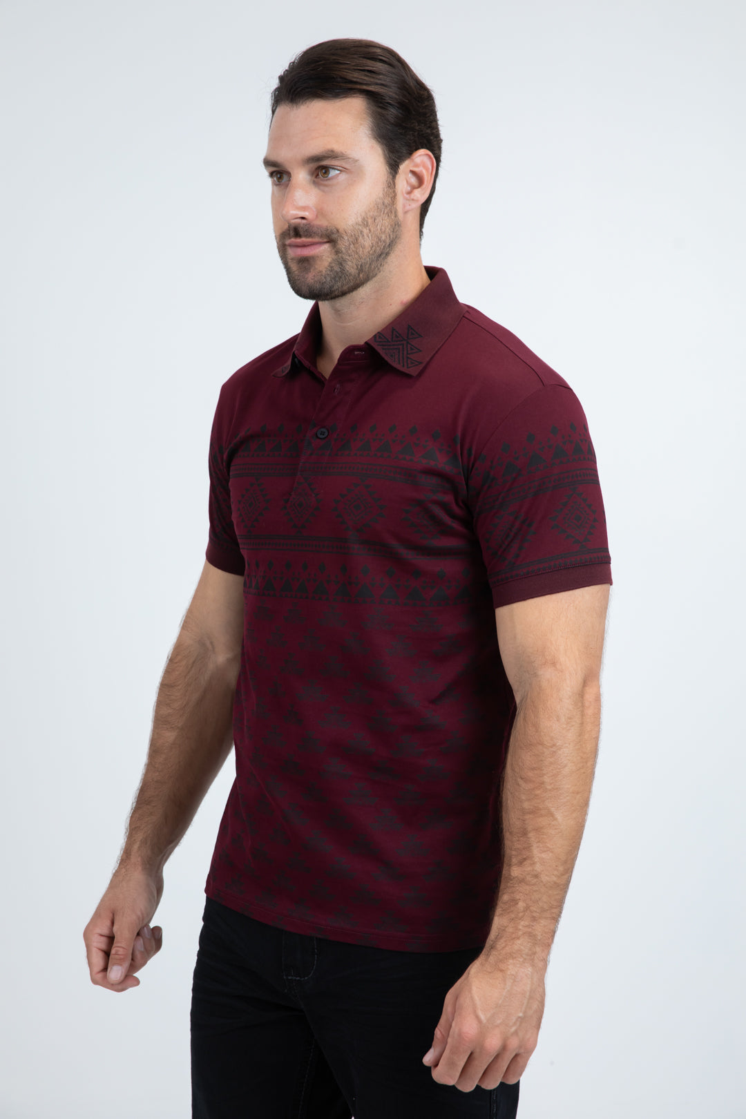 Mens Modern Fit Stretch Cotton Burgundy Polo