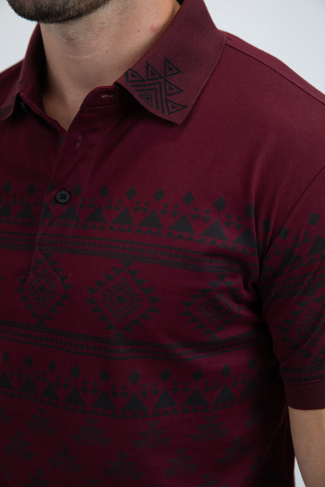 Mens Modern Fit Stretch Cotton Burgundy Polo