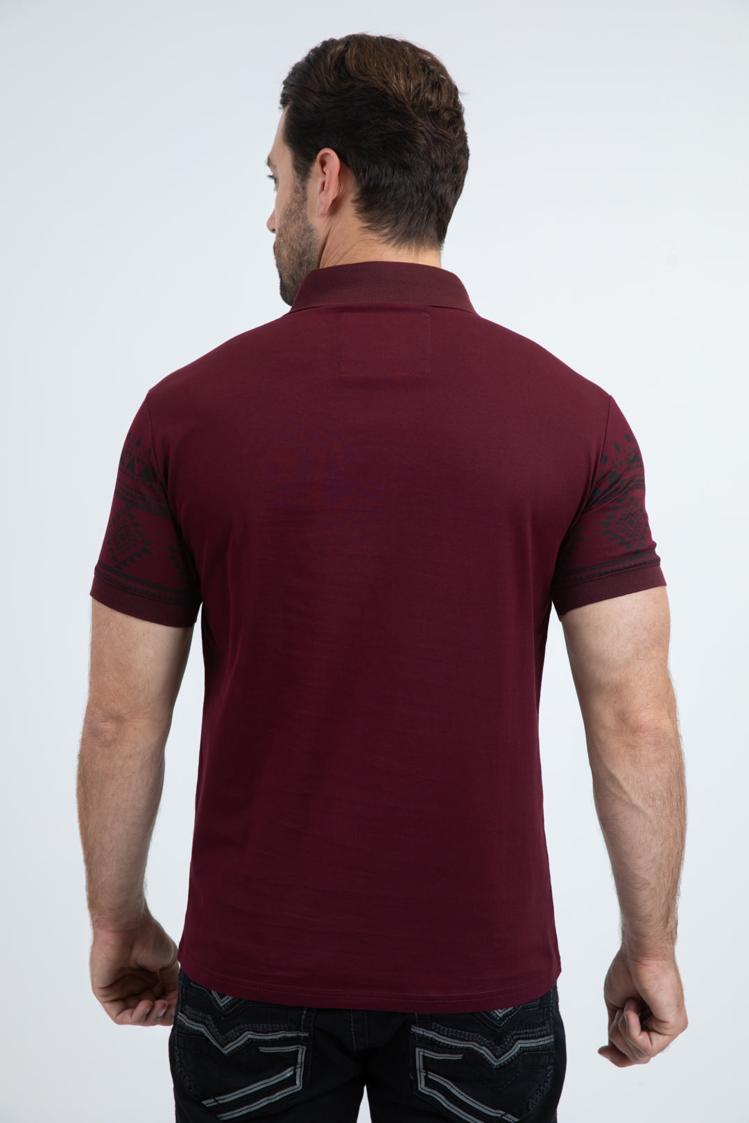 Mens Modern Fit Stretch Cotton Burgundy Polo
