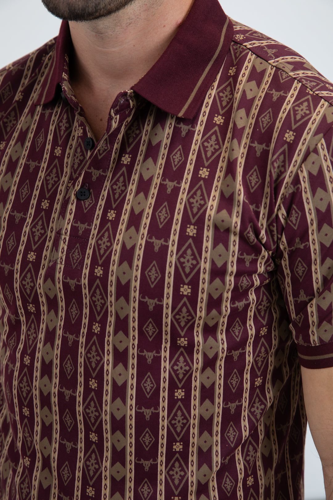 Mens Modern Fit Stretch Cotton Burgundy Polo