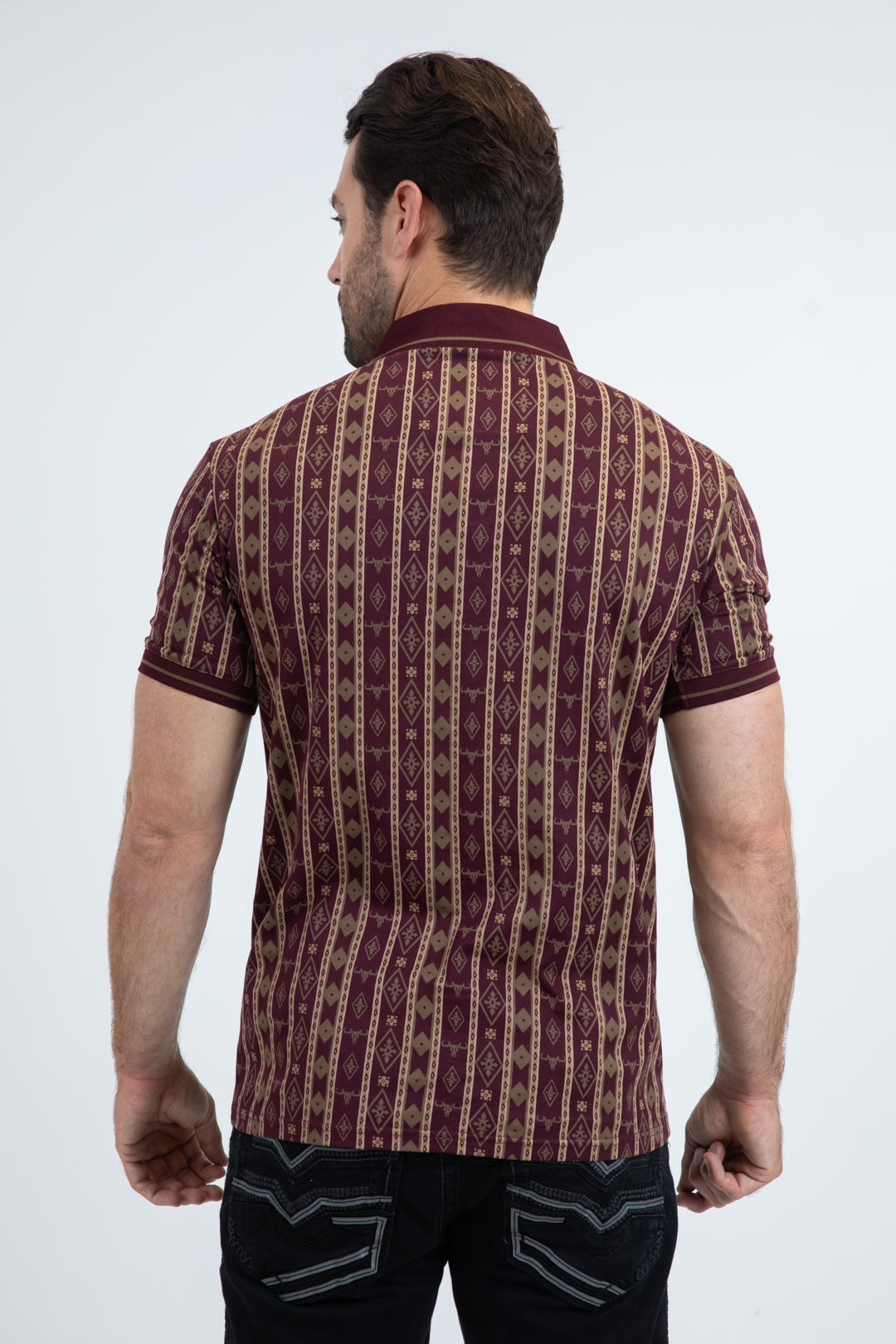 Mens Modern Fit Stretch Cotton Burgundy Polo