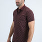 Mens Modern Fit Stretch Cotton Burgundy Polo with Aztec Print