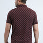 Mens Modern Fit Stretch Cotton Burgundy Polo with Aztec Print