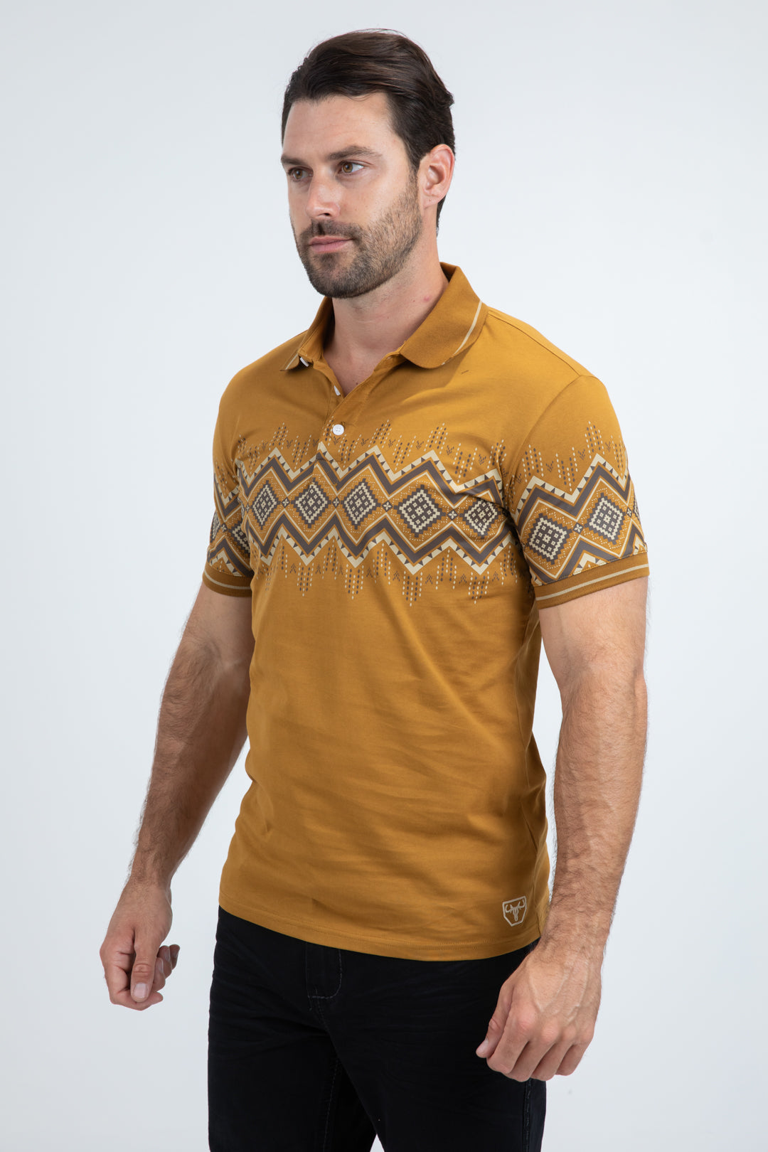 Mens Modern Fit Stretch Cotton Camel Polo
