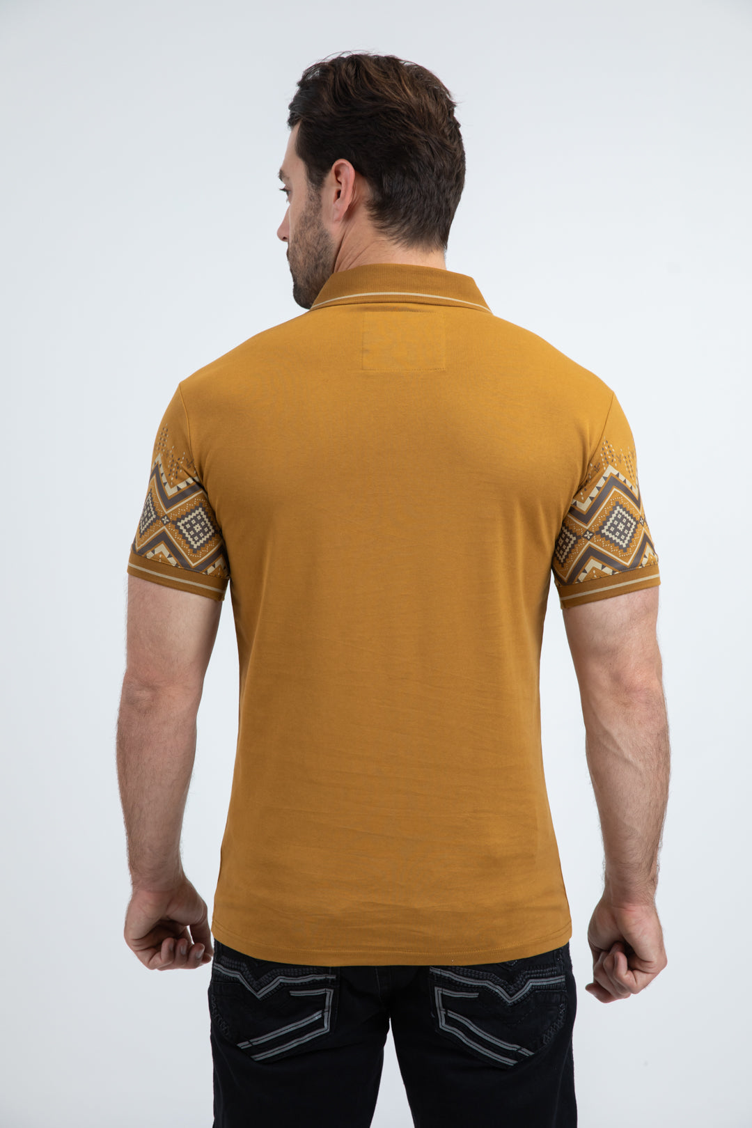 Mens Modern Fit Stretch Cotton Camel Polo