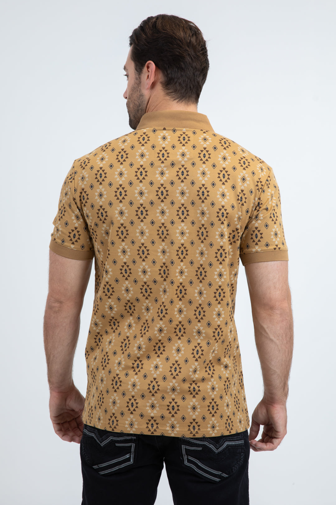 Mens Modern Fit Stretch Cotton Camel Polo