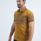 Mens Modern Fit Stretch Cotton Camel Polo with Aztec Print