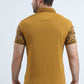 Mens Modern Fit Stretch Cotton Camel Polo with Aztec Print