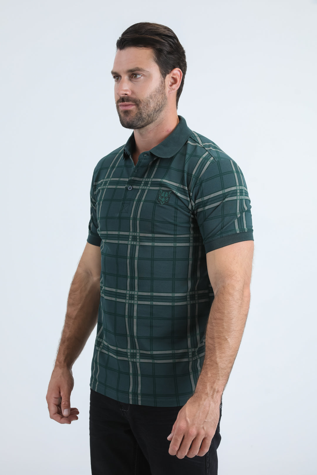 Mens Modern Fit Stretch Cotton Green Polo