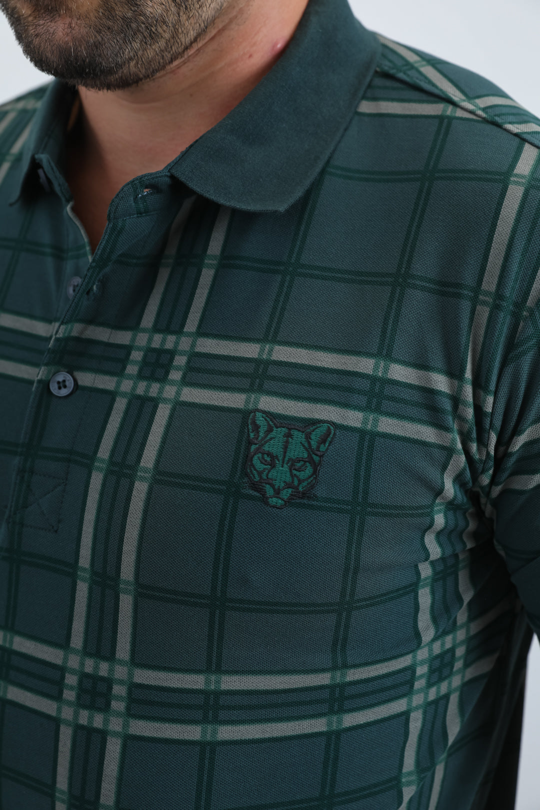 Mens Modern Fit Stretch Cotton Green Polo