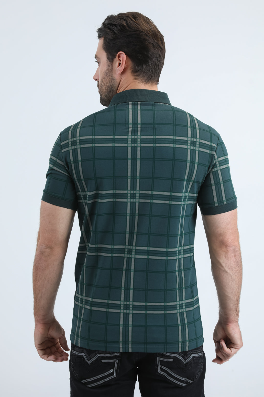 Mens Modern Fit Stretch Cotton Green Polo
