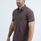 Mens Modern Fit Stretch Cotton Grey Polo with Aztec Print