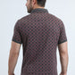 Mens Modern Fit Stretch Cotton Grey Polo with Aztec Print