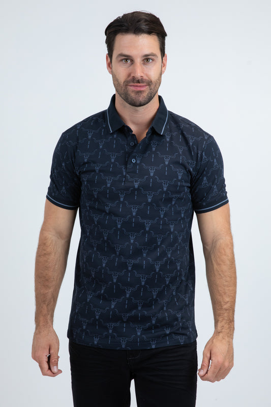 Mens Modern Fit Stretch Cotton Navy Polo