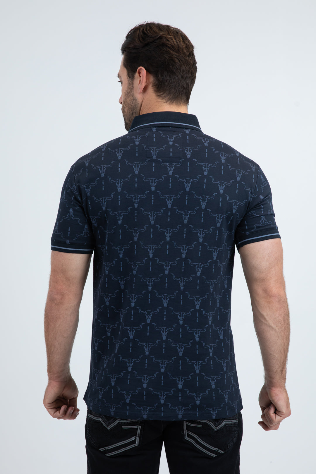 Mens Modern Fit Stretch Cotton Navy Polo