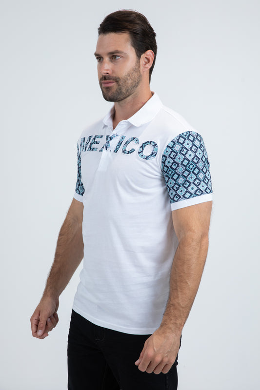 white mexico sleeve polo side platini