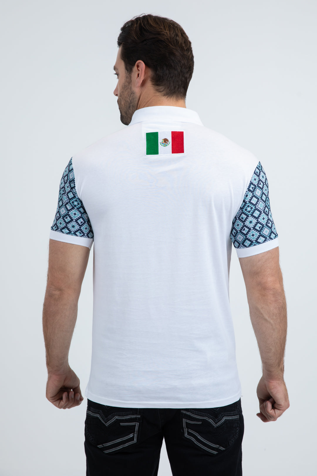 Mens Modern Fit Stretch Cotton White Polo