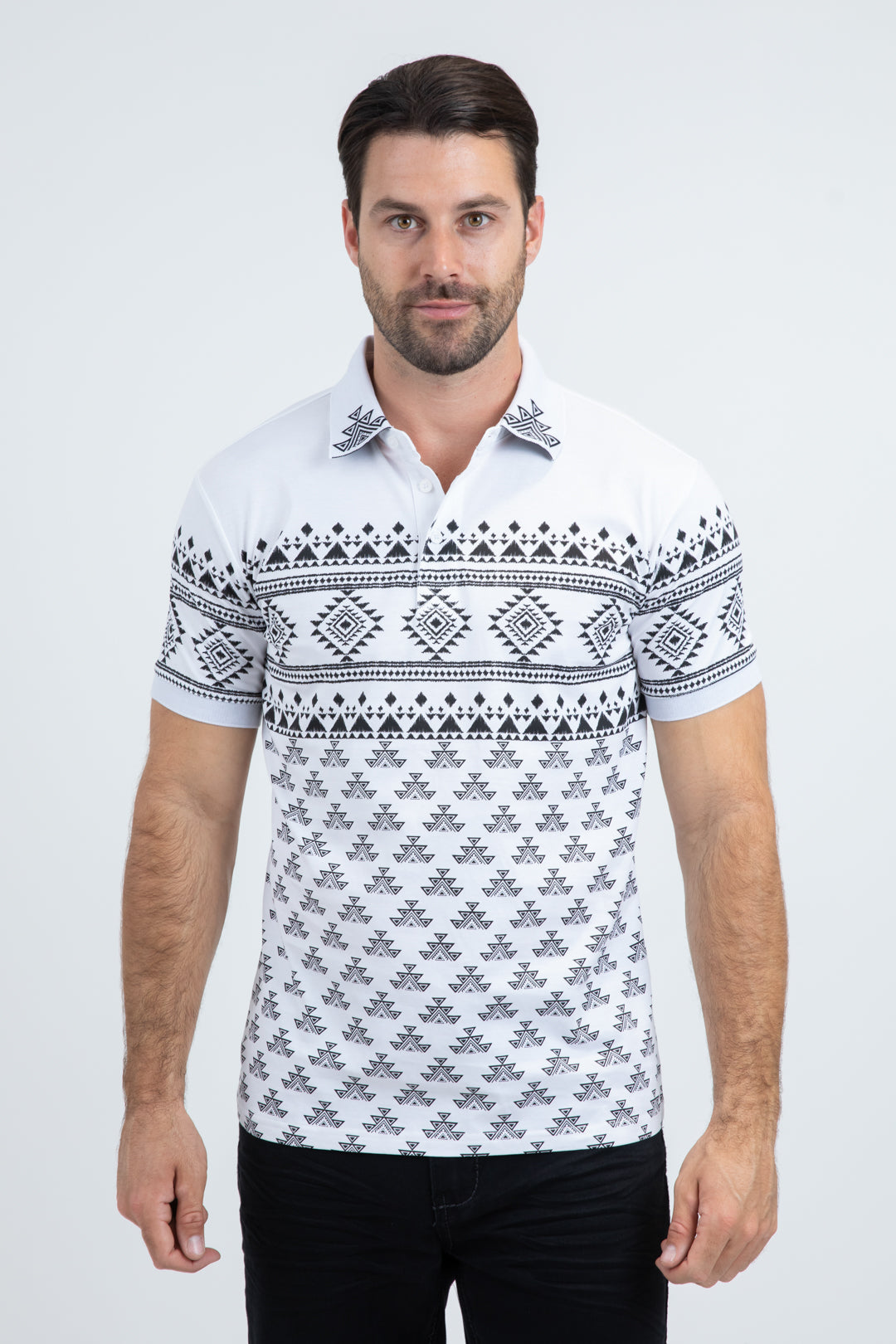 Mens Modern Fit Stretch Cotton White Polo