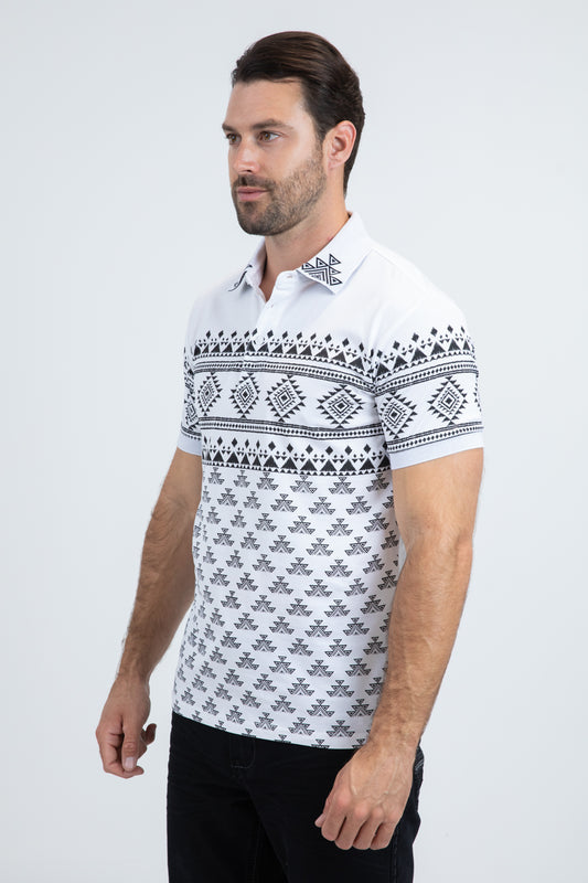 white multilevel aztec polo side platini