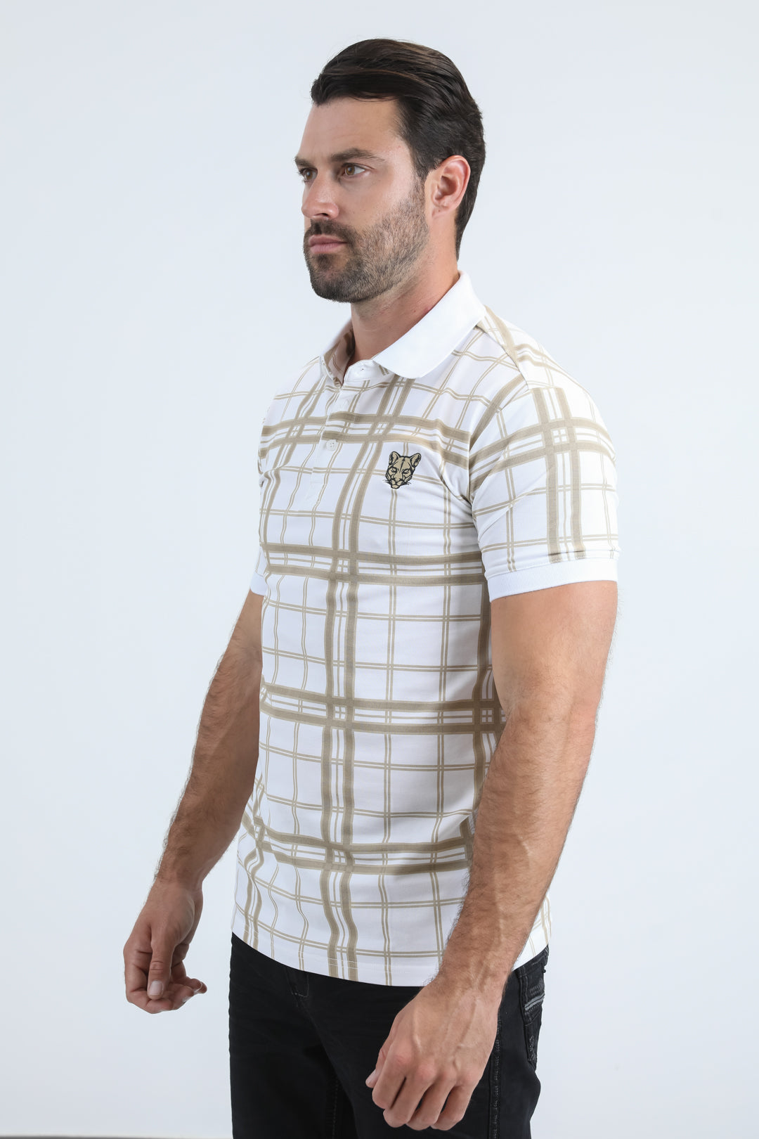 Mens Modern Fit Stretch Cotton White Polo