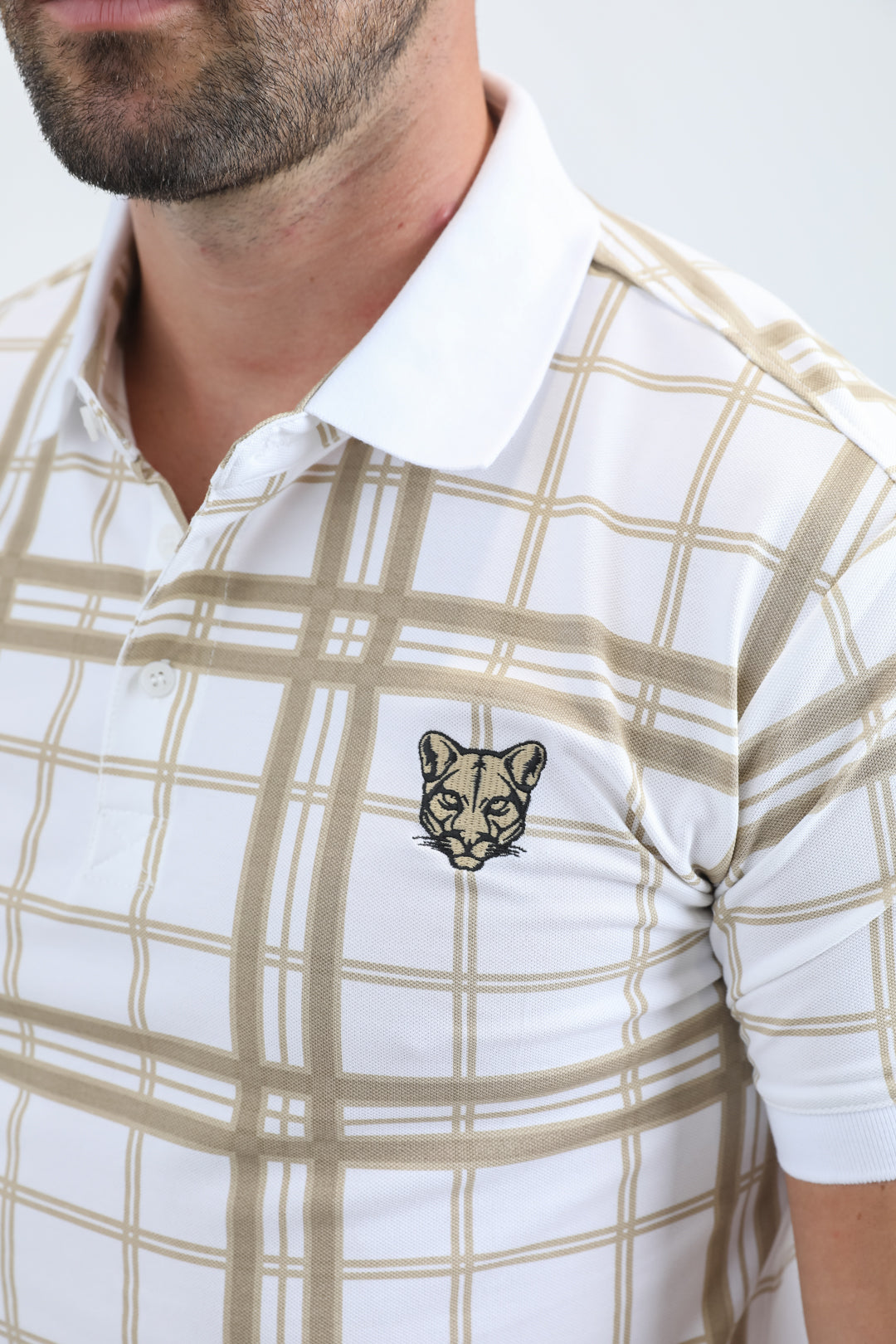 Mens Modern Fit Stretch Cotton White Polo