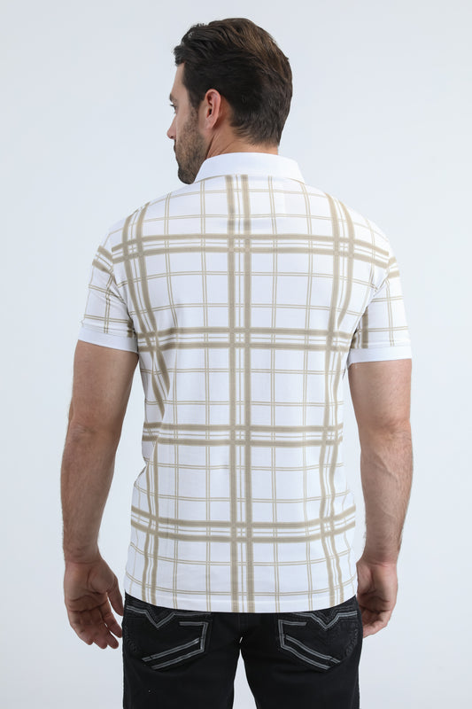 white plaid polo back platini