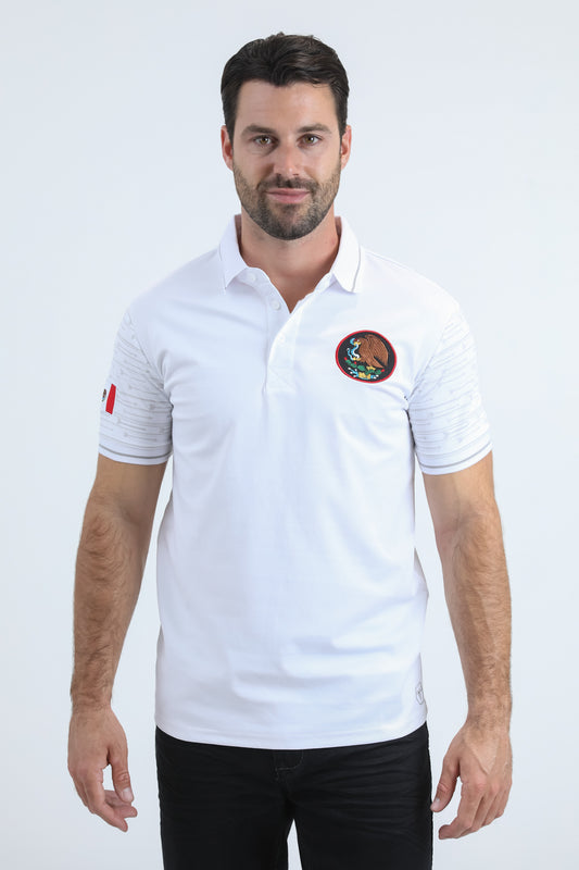 Mens Modern Fit Stretch Cotton White Polo