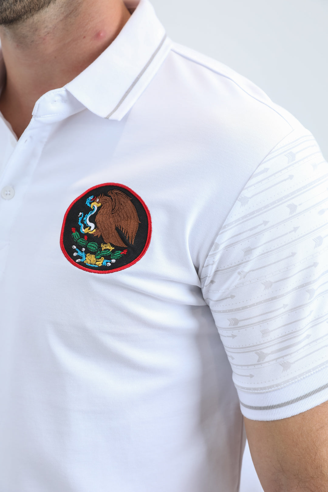 Mens Modern Fit Stretch Cotton White Polo