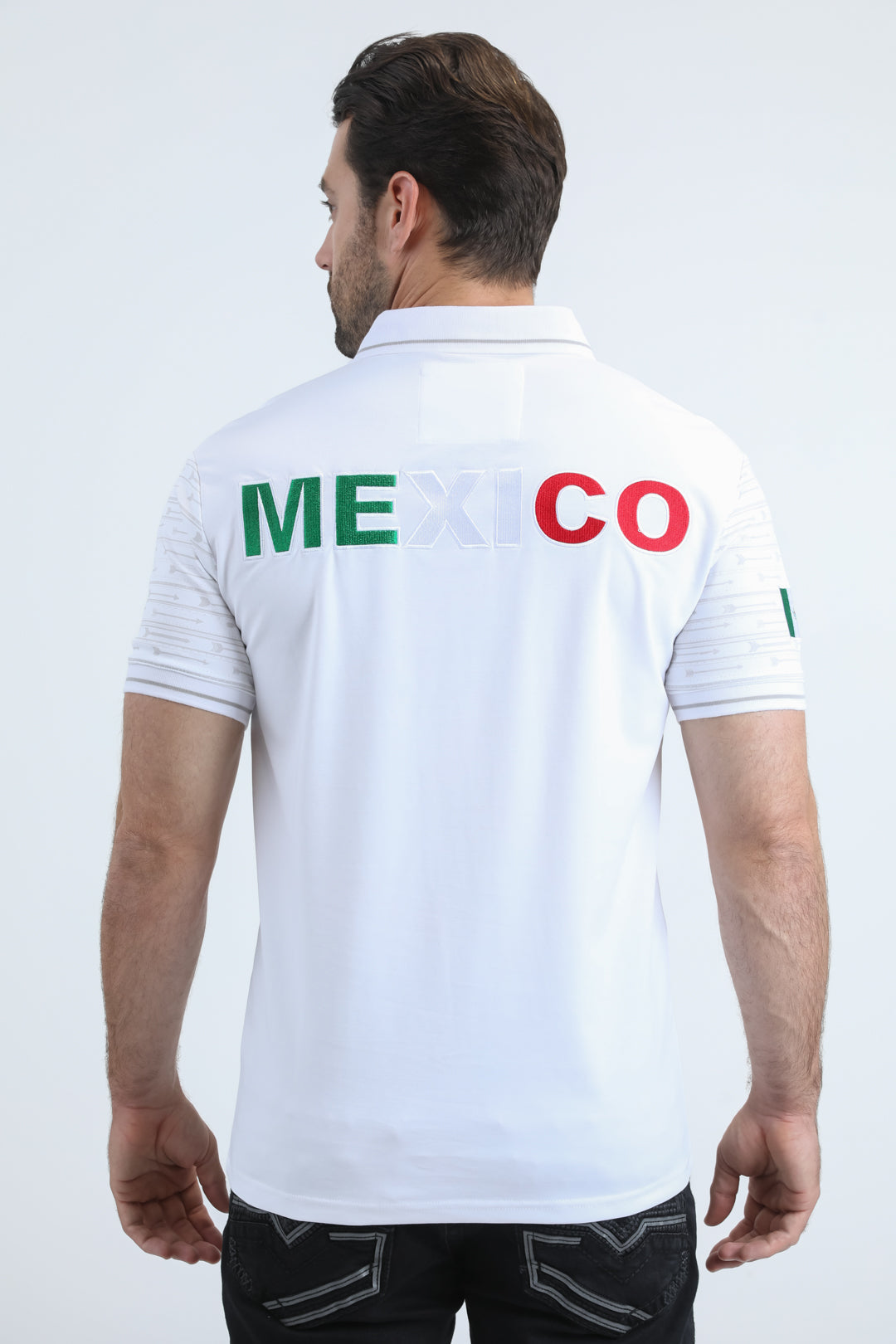 Mens Modern Fit Stretch Cotton White Polo